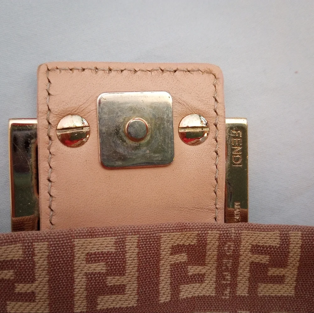 Fendi Beige and Cream FF Logo Shoulder Bag with Gold Hardware - Picture 7 of 15